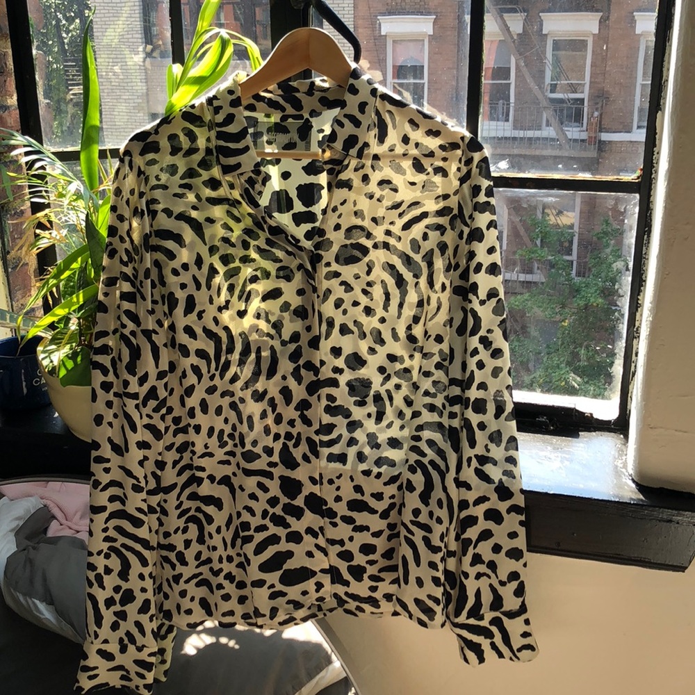Reformation Leopard Print Blouse, Small